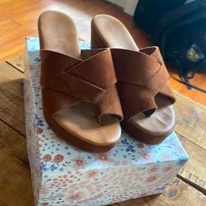 Italian leather wedge sandals